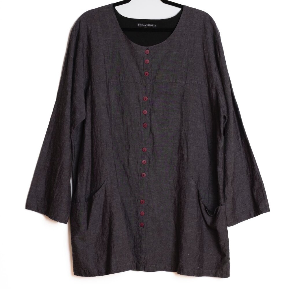 Gudrun Sjöden Linen/Cotton long line tunic top Lagonlook Boho size XL